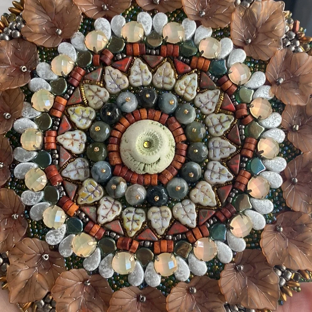 Bead Embroidered Art Meditation Mandala Wall Hanging